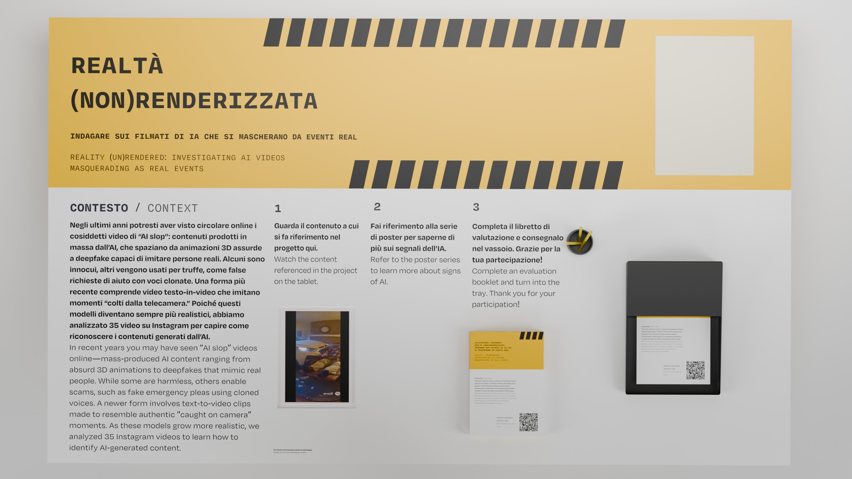 Tavolo espositivo che presenta il progetto