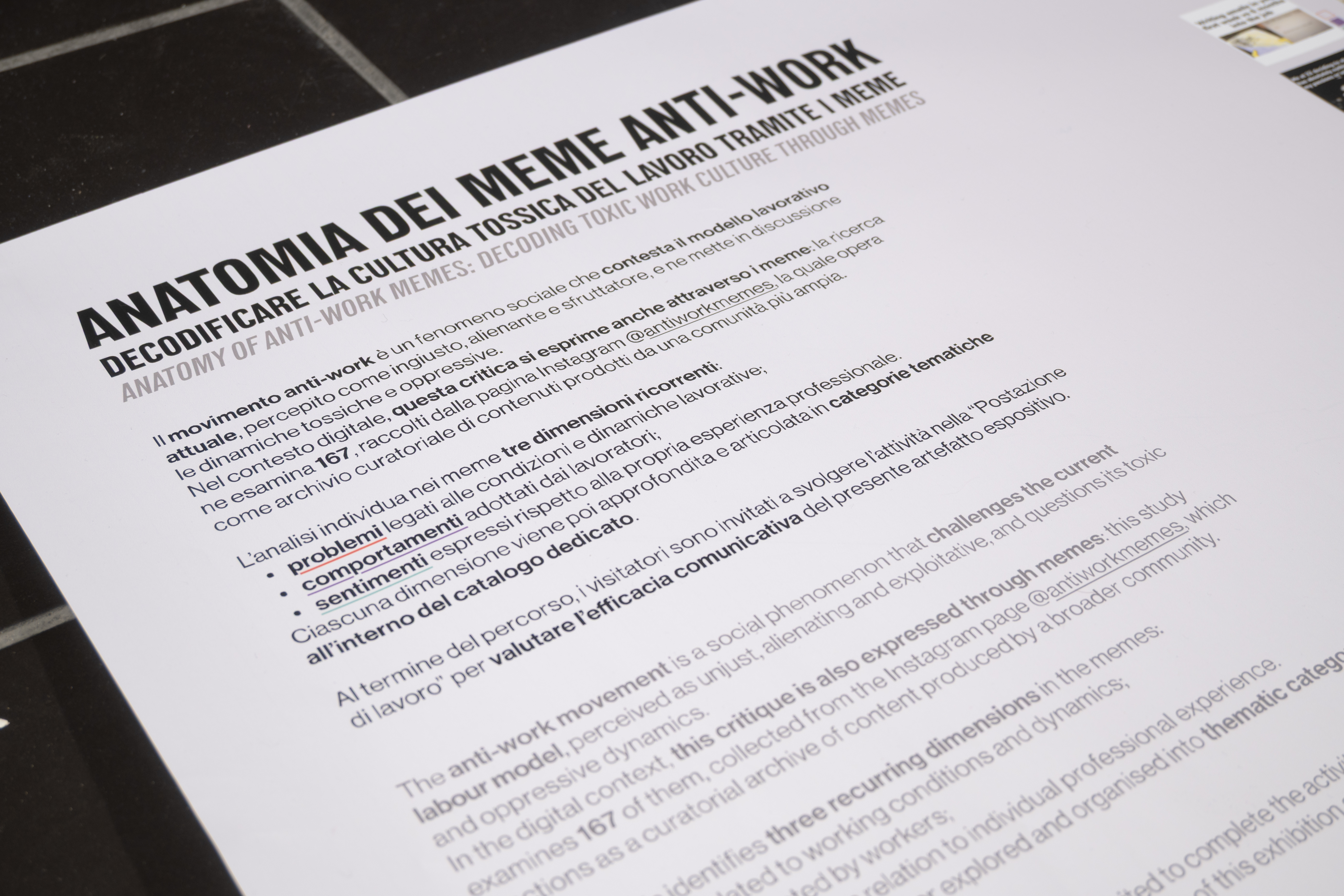 Introduzione dell’esposizione