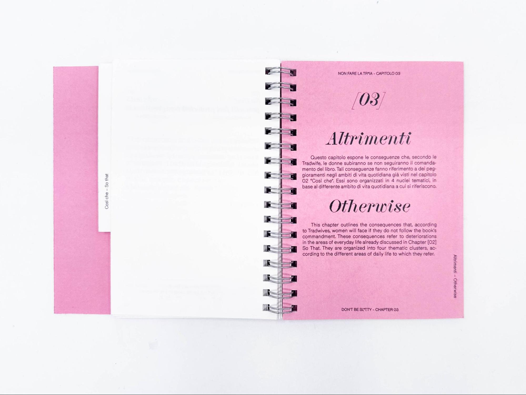 Pagina di apertura e Indice del capitolo 03 “Altrimenti...”. I quadratini neri indicano le sottocategorie in cui è stato possibile identificare citazioni relative allo specifico comandamento